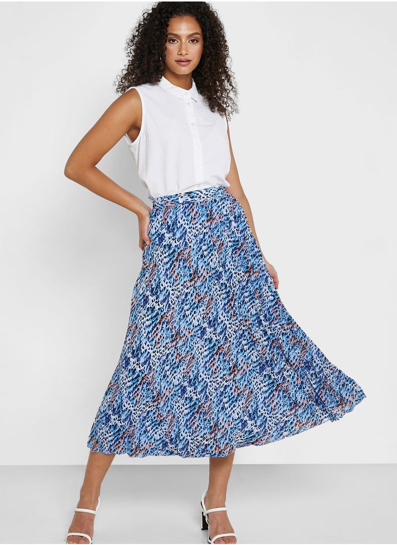 Marks & Spencer Animal Print Pleated Midaxi Skirt  - Image 4