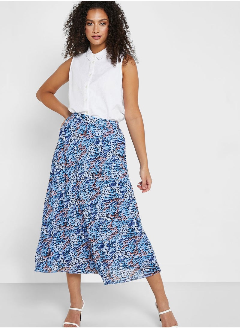Marks & Spencer Animal Print Pleated Midaxi Skirt  - Image 1