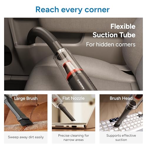 Ambrane 14kPA Powerful Suction 100W Wireless Hand Vacuum Cleaner, BLDC Motor HEPA Filter, Compact & Lightweight for Car, Home use, & Pet Hair (MiniVac 03, Black) - Image 4
