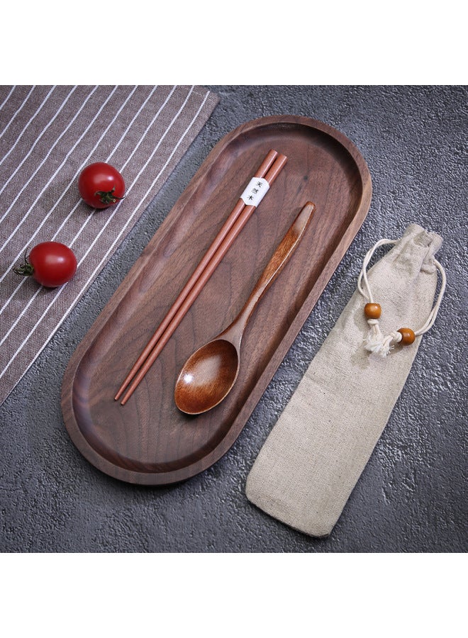 Japanese Style Creative Portable Spoon And Chopsticks Fork Three-piece Set Of Internet Popular Western-style Gift Tableware Wooden Spoon Wound Chopsticks-Specifications:23.5 Lotus Wood Chopsticks +19*4 Spoon Fork + ]  - Image 4