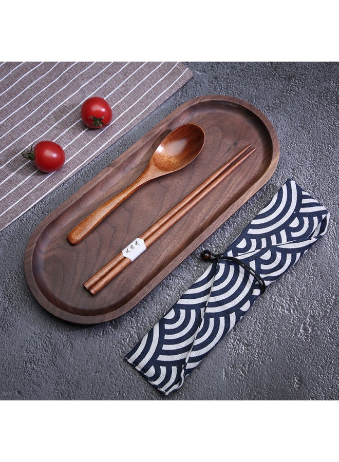 Japanese Style Creative Portable Spoon And Chopsticks Fork Three-piece Set Of Internet Popular Western-style Gift Tableware Wooden Spoon Wound Chopsticks-Specifications:23.5 Lotus Wood Chopsticks +19*4 Spoon Fork + ]  - Image 5