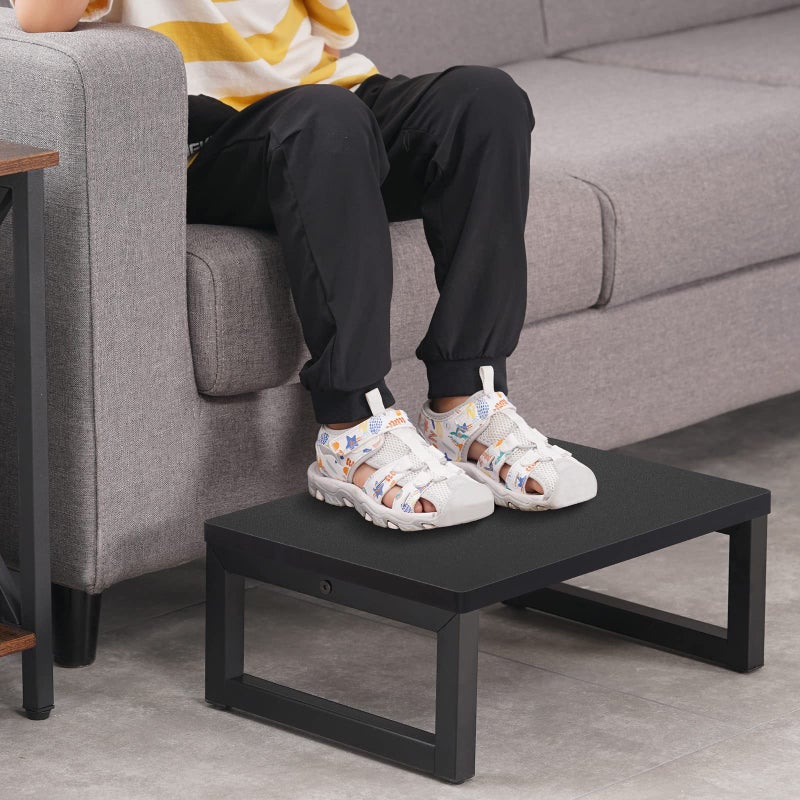 Snughome Wooden Step Stools for Adults Kids, Solid Portable Wooden Bedside Step Stool Adults Hold Up to 350 lb, One Step Foot Stool for Kitchen, Bedroom, Living Room, Bathroom - Self-Assembly(Black) - Image 3
