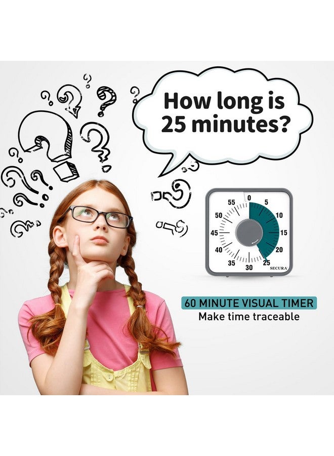 Secura 7.5 Inch Visual Timer, 60 Minute Visual Oversize Countdown Timer for Kids and Adults, Durable Mechanical Time Management Tool (Dark Green) - Image 1