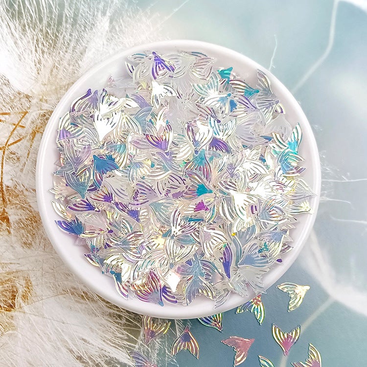 Ya Leduo Transparent Color 10MM Fishtail DIY Jewelry Accessories Golden Light Cross-border Beading Mermaid Ji Live Fishtail Bright C9 Golden Light Understanding-Jg119
