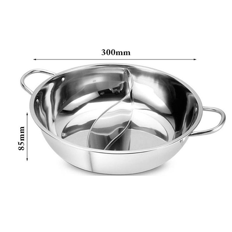 11.02 Inch Twin Divided Stainless Steel Hot Pot For Induction Cooker And Gas Stove - Image 5