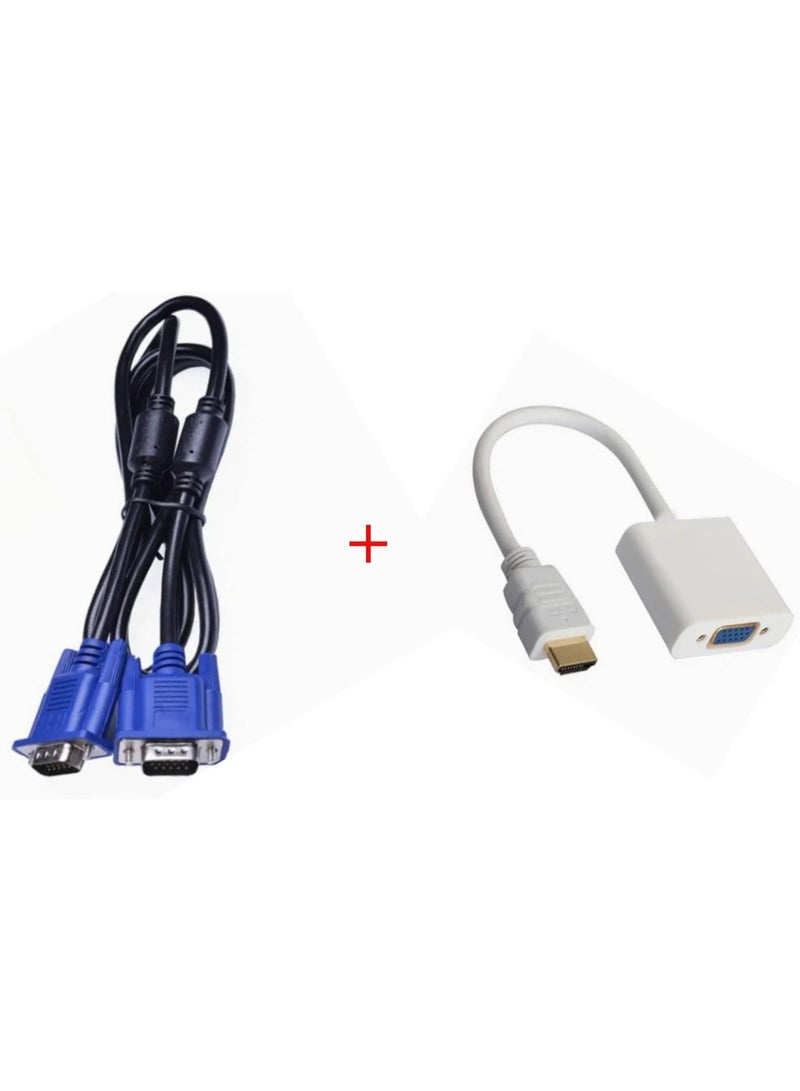 2 Pack 1.5M VGA Cable with HDMI to VGA Converter Connector for Computer Laptop Receiver Monitor TV - Image 4