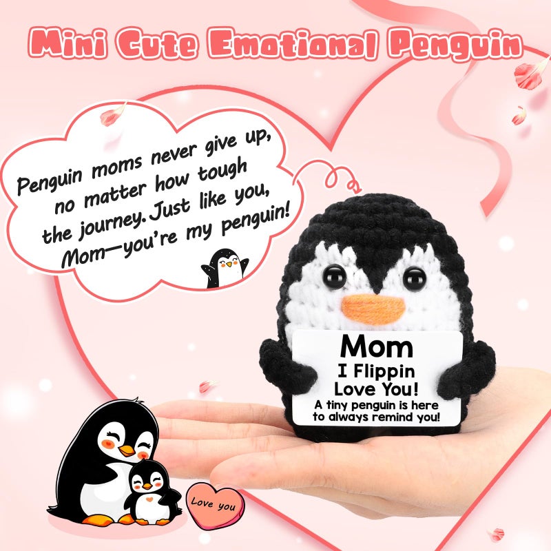 CryCarrot Birthday Gifts for Mom from Daughter Son, Handmade Crochet Mini Penguin Mom Gifts for Easter Birthday Motherâ€˜s Day Mama Mother in Law Bonus Step, Funny I Love You Moms Mothers Day Small Cute Decor - Image 2