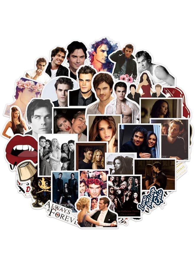 ملصقات فينيلية لطيفة مقاومة للماء من The Vampire Diaries، 50 قطعة