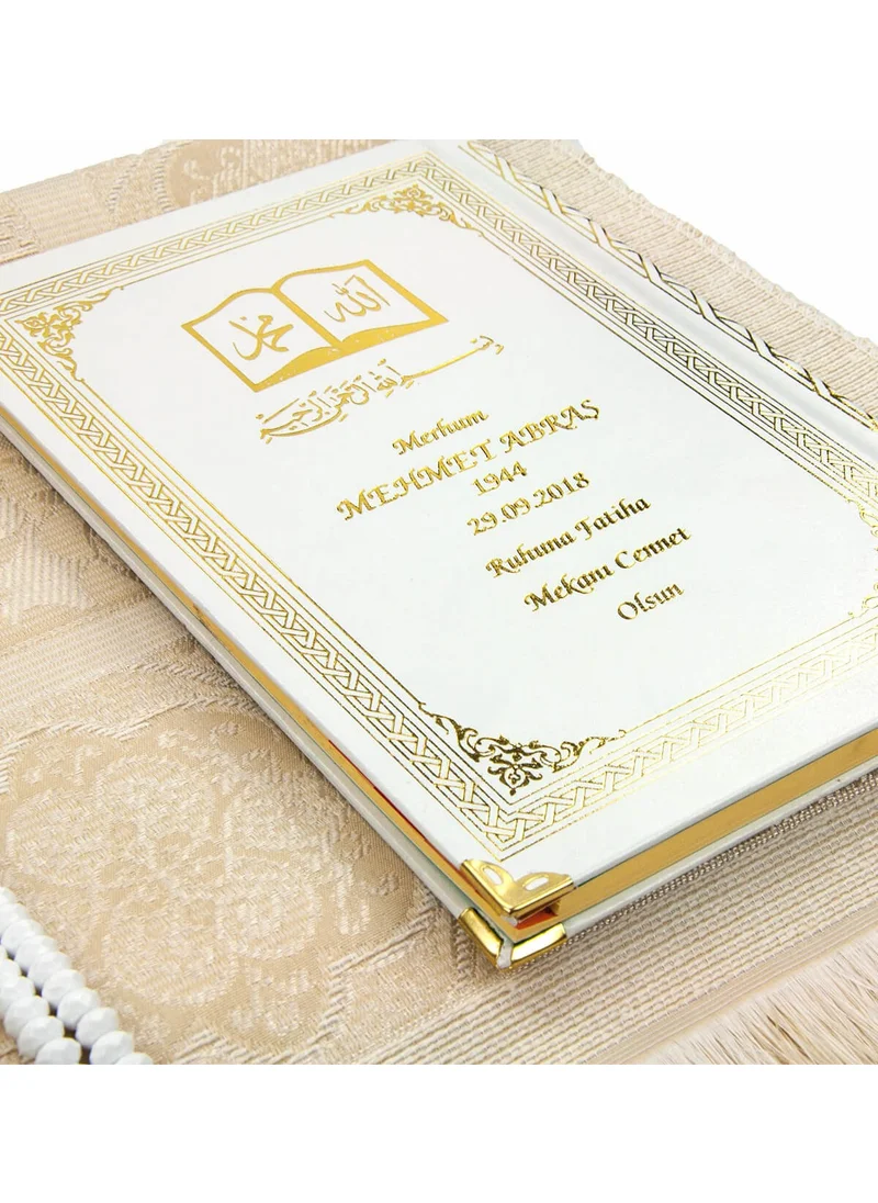 İhvan Online 50 Pieces - Name Printed Hardcover Book of Yasin - Prayer Rug - Crystal Prayer Beads Set - Mevlüt Gift