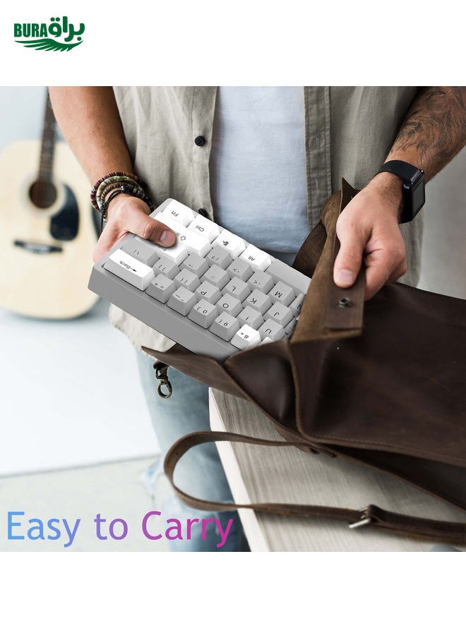 AULA F3261 Type-C Wired Hot Swappable 61 Keys RGB Mechanical Keyboard(White Grey Green Shaft)