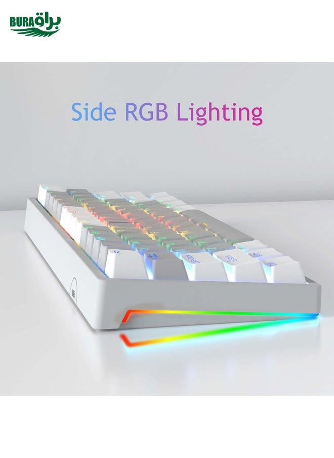AULA F3261 Type-C Wired Hot Swappable 61 Keys RGB Mechanical Keyboard(White Grey Green Shaft)