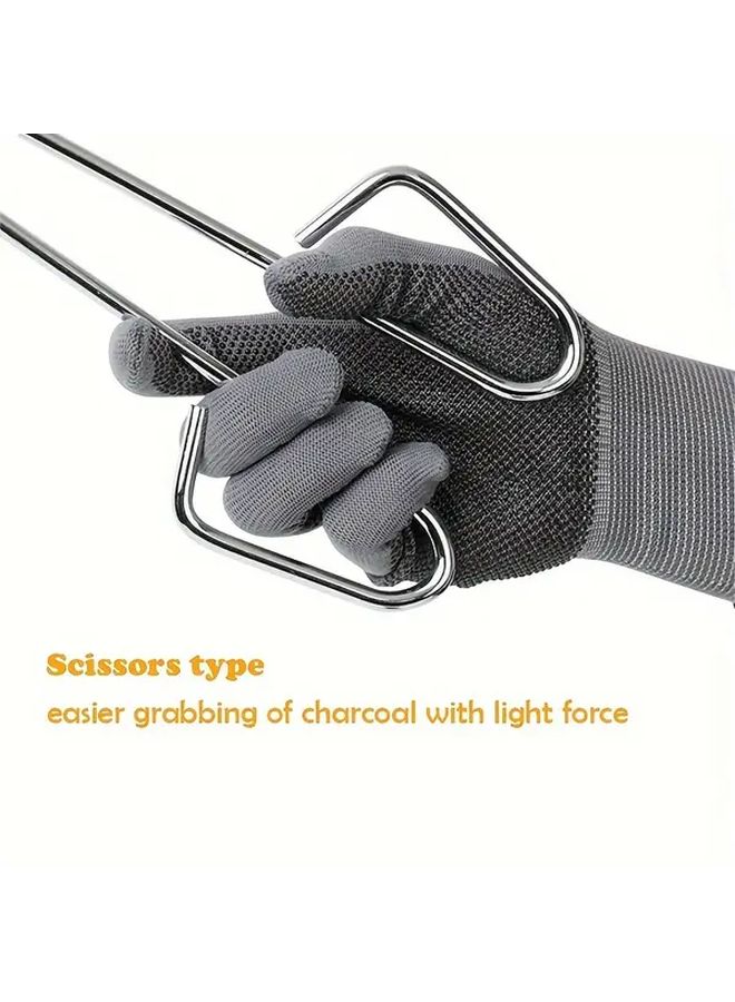 14.96 Inch Heavy Duty Iron Fireplace Tongs Durable Metal Log Grabber Ergonomic Handles - Image 4