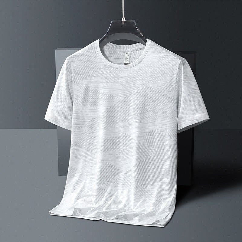 Ice Silk Short-Sleeved T-Shirt Men'S Korean-Style Trendy Round Neck Quick-Drying T-Shirt Sports Casual Breathable Top - Image 1