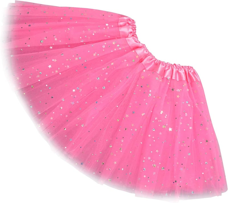 Womens Adult Sparkle Elastic 3 Layered Tulle Tutu Skirt