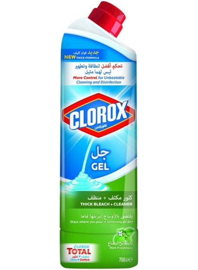 Clorox Multi-Purpose Bleach Gel Disinfectant Cleaner, Kills 99.9% Germs and Viruses, Mint Freshness Scent, 750ml - Image 1