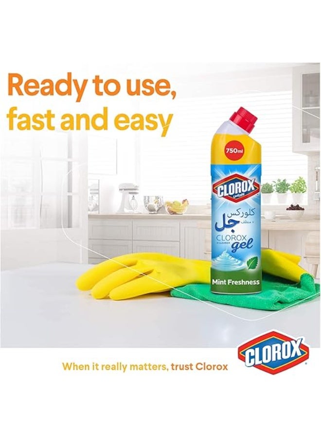 Clorox Multi-Purpose Bleach Gel Disinfectant Cleaner, Kills 99.9% Germs and Viruses, Mint Freshness Scent, 750ml - Image 4