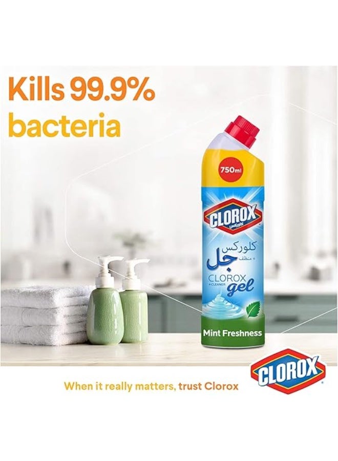 Clorox Multi-Purpose Bleach Gel Disinfectant Cleaner, Kills 99.9% Germs and Viruses, Mint Freshness Scent, 750ml - Image 2