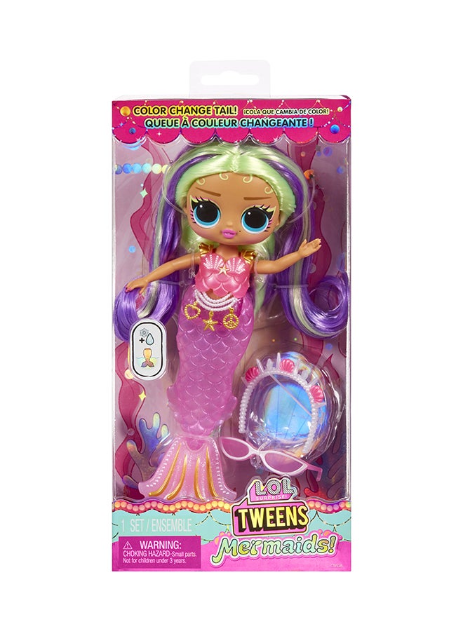 L.O.L. SURPRISE! Tweens Mermaid Doll Cleo Clove with Color Changing Tail, Tiara, Shades, Pink Fin, Moveable Waist, Detailed Outfit, Bath Play, Poseable Mermaid Toy Doll with Accessories - Image 1
