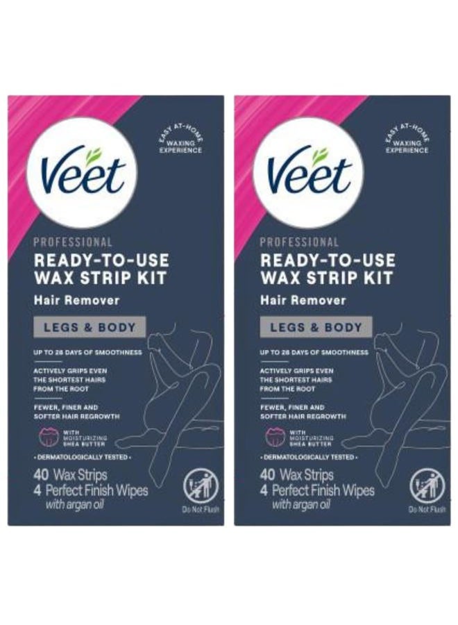 Veet Leg and Body Hair Remover Cold Wax Strips, 40 ct (Pack of 2) - Image 1