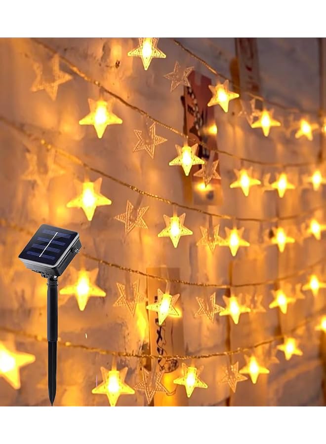 The Bros Solar panel string lights outdoor decor 12Meter 100 bubbles solar powered led String Lights for camping, garden,wall, yard and Ramadan decoration (star)  - Image 1