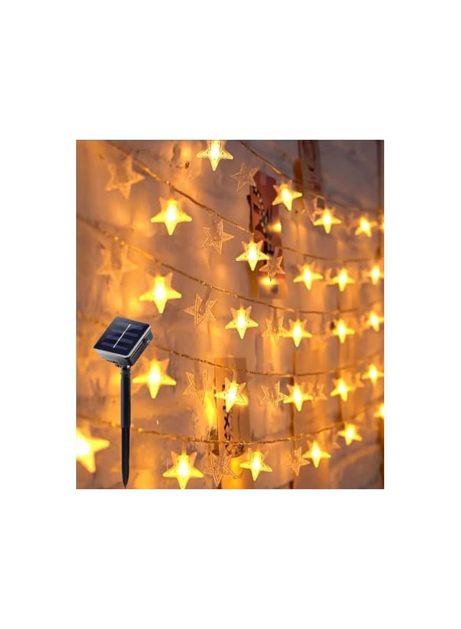 The Bros Solar panel string lights outdoor decor 12Meter 100 bubbles solar powered led String Lights for camping, garden,wall, yard and Ramadan decoration (star)  - Image 2