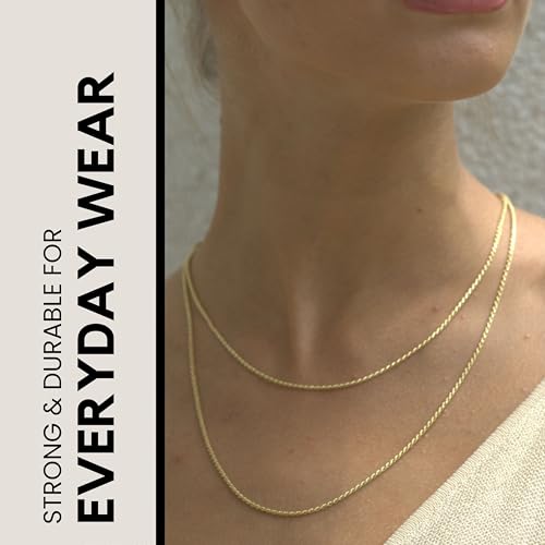 KISPER Solid 18K Gold Over 925 Sterling Silver Italian Diamond-Cut 1.5mm Braided Rope Chain Necklace - for Men & Women with Lobster Clasp - Made in Italy, 18" - Image 4