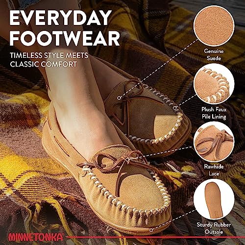 Minnetonka ميني تونكا حذاء موكاسين للنساء - حذاء موكاسين مريح من جلد السويد مع بطانة فخمة، وسطح مبطن، ونعل متين للراحة في الداخل والخارج، 7 م قرفة - Image 3
