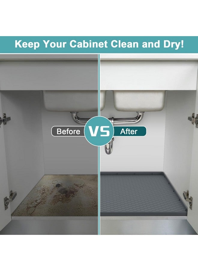 MECHEER Under Sink Mats for Kitchen Waterproof 31" x 22", Silicone Under Kitchen Sink Mats and Protectors, Under The Sink Organizer for Kitchen and Bathroom Gray - Image 5