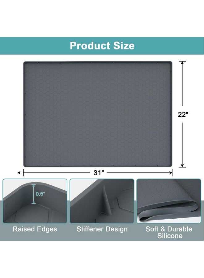 MECHEER Under Sink Mats for Kitchen Waterproof 31" x 22", Silicone Under Kitchen Sink Mats and Protectors, Under The Sink Organizer for Kitchen and Bathroom Gray - Image 2