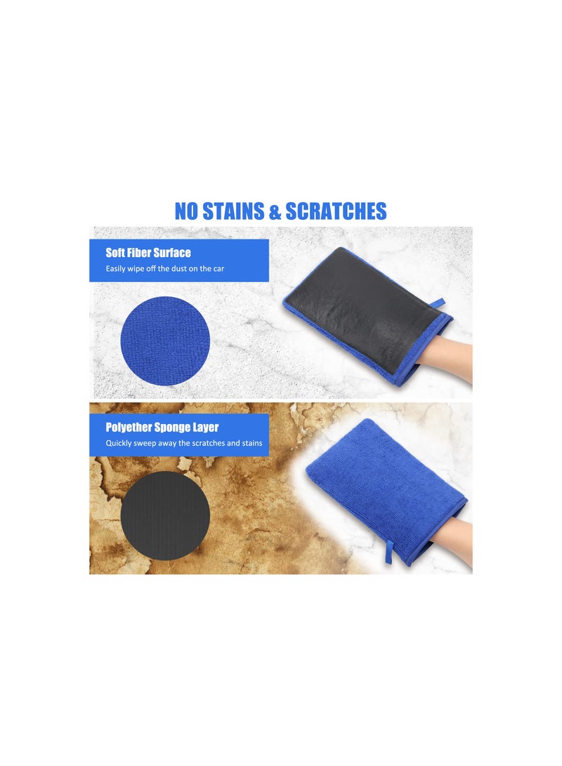 SYOSI Clay Mitt, Microfiber Clay Bar Mitt for Car Detailing, Medium Grade Clay Bar Glove Auto Detailing for Cleaning, Auto Clay Bar Mitt, Scratch-Free Paint-Safe, Reusable Car Wash Glove(Blue)(2Pack ) - Image 3