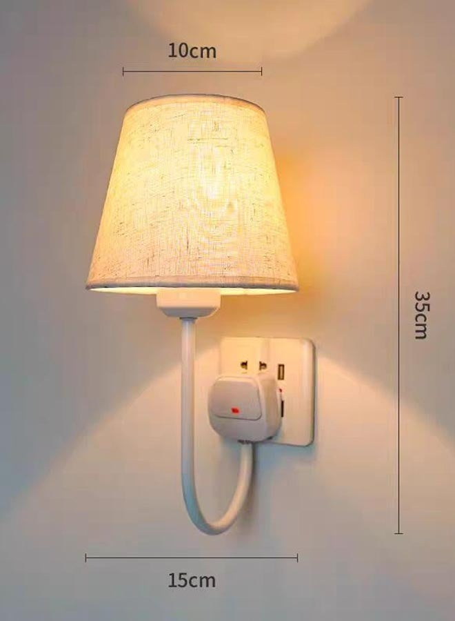 LeadMy Wall Lighting Plug-In Bedside Lamp, 2700K Warm White Fabric Night Light, Space-Saving LED Wall Lamp for Bedroom, Baby Room, Bathroom, Hallway, Home Decoration 35 x 15 cm - Image 2
