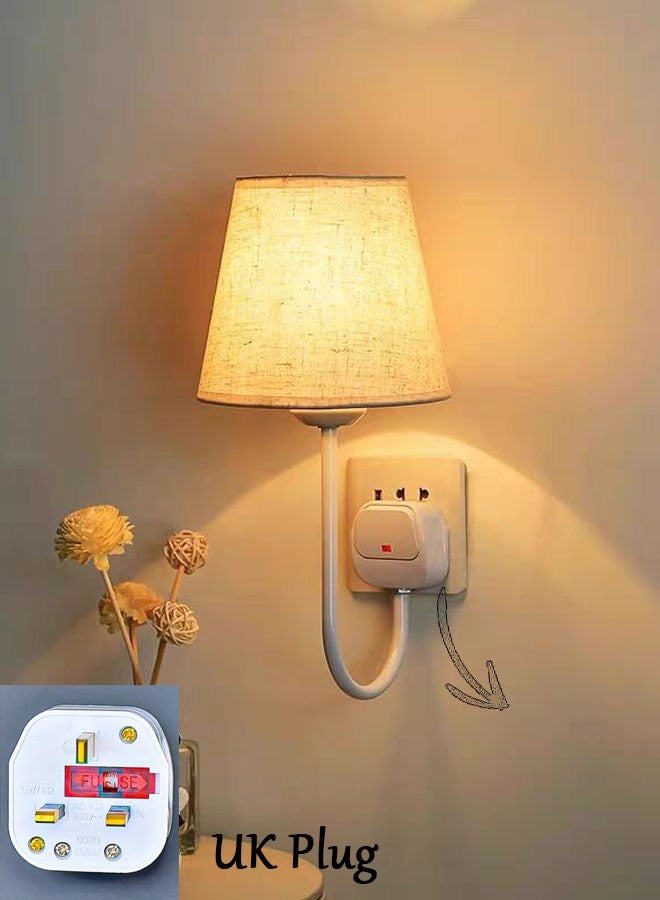 LeadMy Wall Lighting Plug-In Bedside Lamp, 2700K Warm White Fabric Night Light, Space-Saving LED Wall Lamp for Bedroom, Baby Room, Bathroom, Hallway, Home Decoration 35 x 15 cm - Image 1