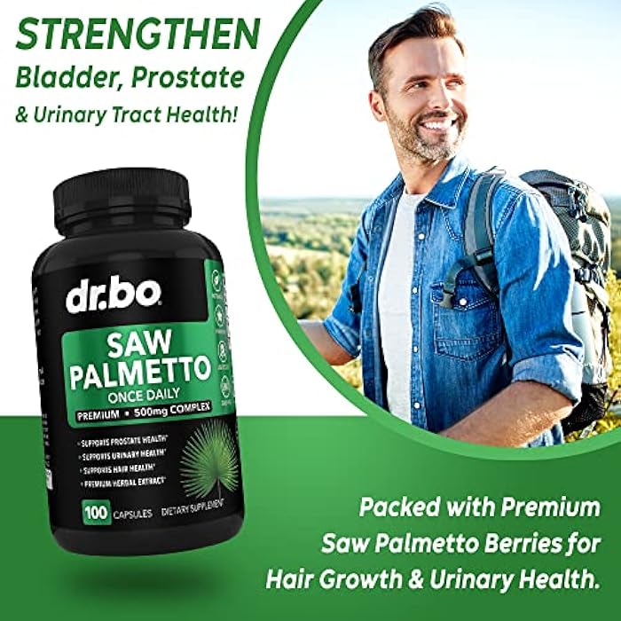 dr.bo Saw Palmetto for Men Prostate Health - Hair Growth Plus Bladder Control Supplements Complex & DHT Blocker for Women & Men - Pure Saw Palmetto Hair Loss Supplement Support Extract & Urination Pills Aid - Image 3