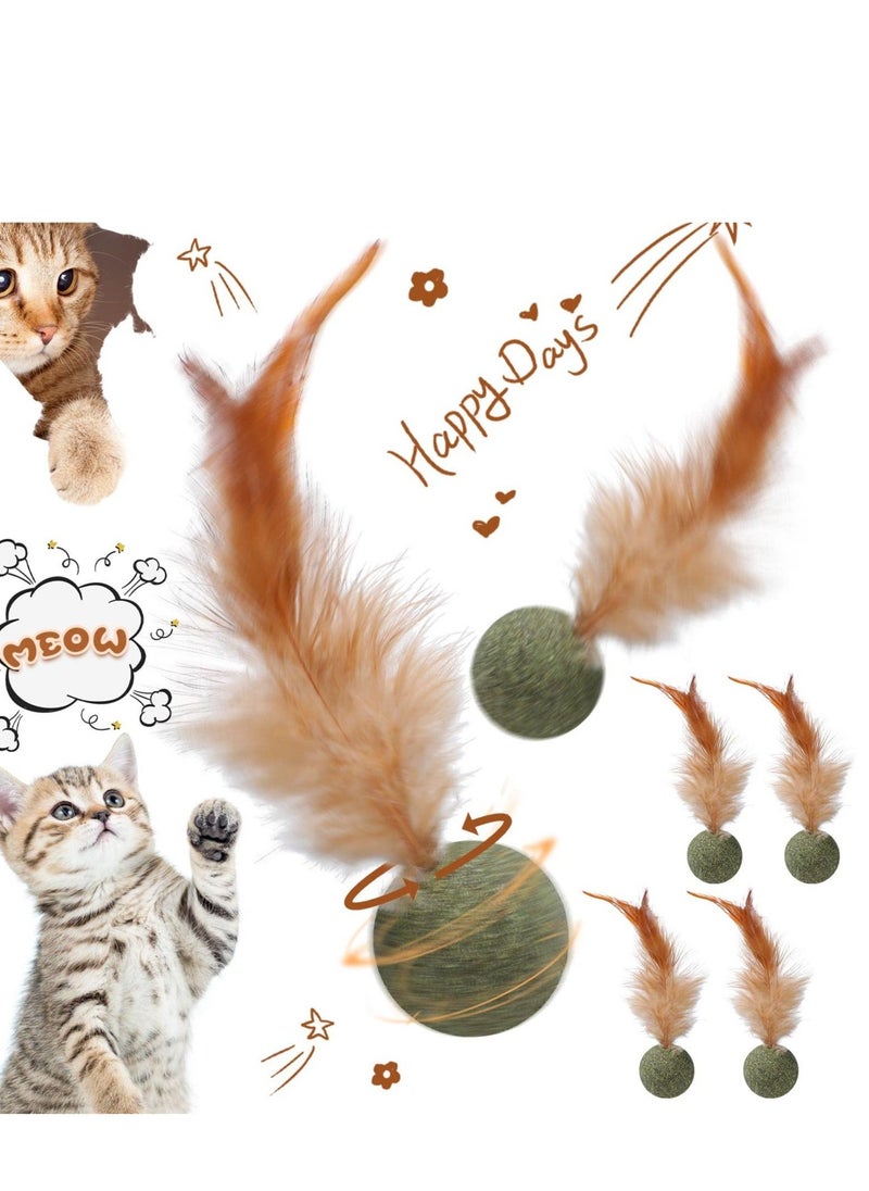 KASTWAVE 6 Pcs Interactive Feather Balls Toy for Cat，Catnip Feather Ball Compressed Natural Catnip Lollipop Natural Cat Kicker with Feathers for Cat Kitty  - Image 1