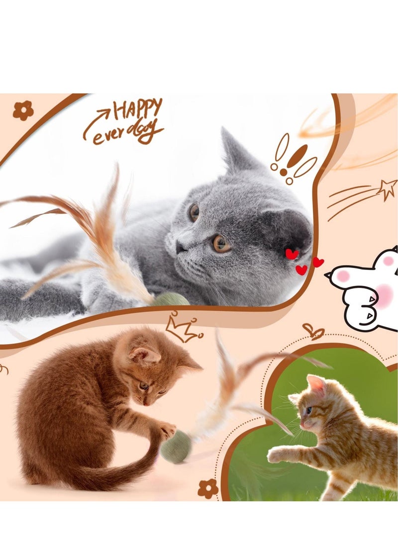 KASTWAVE 6 Pcs Interactive Feather Balls Toy for Cat，Catnip Feather Ball Compressed Natural Catnip Lollipop Natural Cat Kicker with Feathers for Cat Kitty  - Image 3