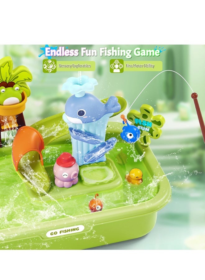 حوض ألعاب للأطفال، حوض ألعاب بمياه جارية، حوض ألعاب متغير اللون مع صنبور كهربائي مطور ومضخة مياه، حوض مطبخ تظاهري ولعبة مياه صيفية للأولاد والبنات، أخضر - Image 5