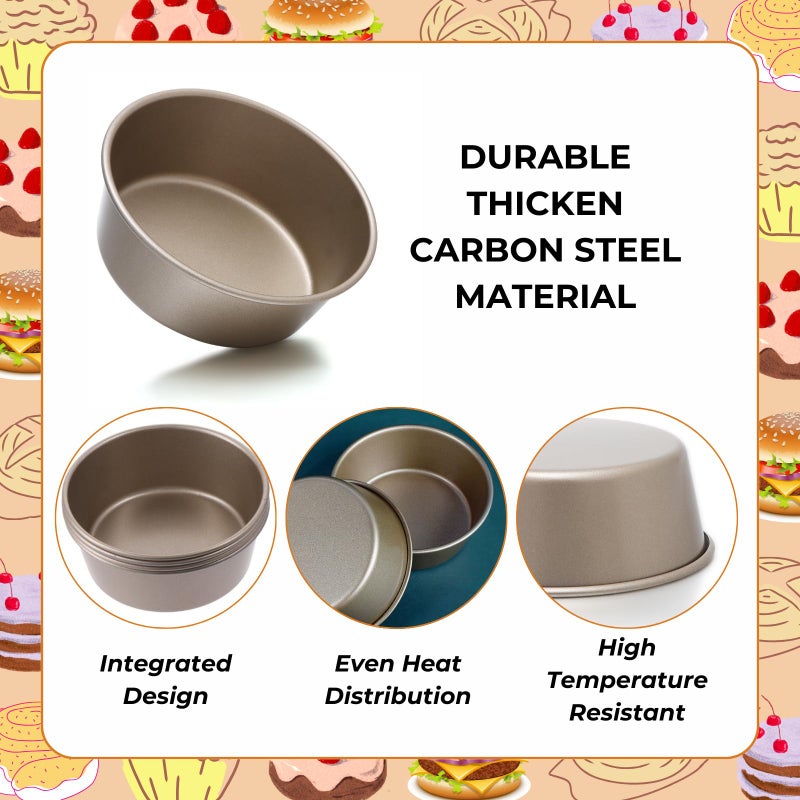 beyonday 4pcs Mini Bread Hamburger Bun Molds, 4 inch Round Carbon Steel Bread Cake Trays Non-stick Muffin Cheesecake Baking Mold for Birthday Party Wedding Anniversary Kitchen Bakeware - Image 4