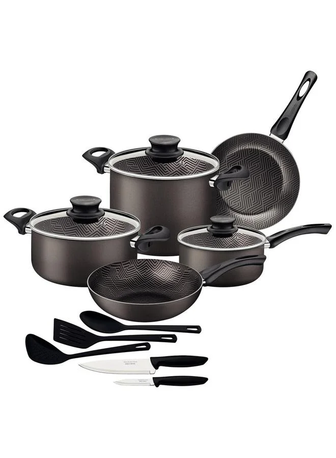 ترامونتينا مجموعة من 13 - أواني طهي ألمنيوم بلون رصاصي من باريس