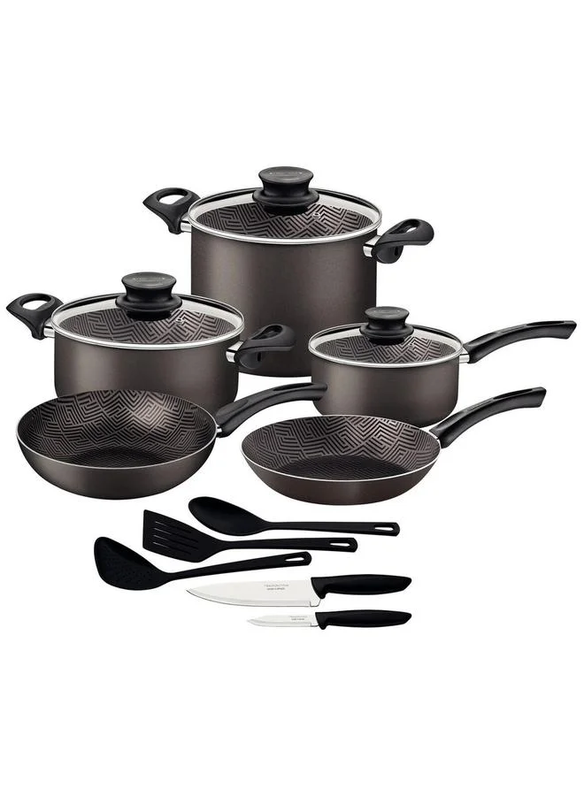 ترامونتينا مجموعة من 13 - أواني طهي ألمنيوم بلون رصاصي من باريس