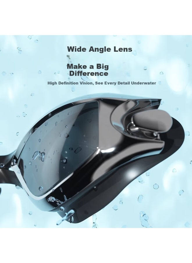 YouYou Yoyou Swimming Goggles And Swim Cap High Definition Anti-Fog Waterproof Earplugs Nose Clip Goggles Five-Piece Set Z6615 Transparent Black Plain Lens - Image 4