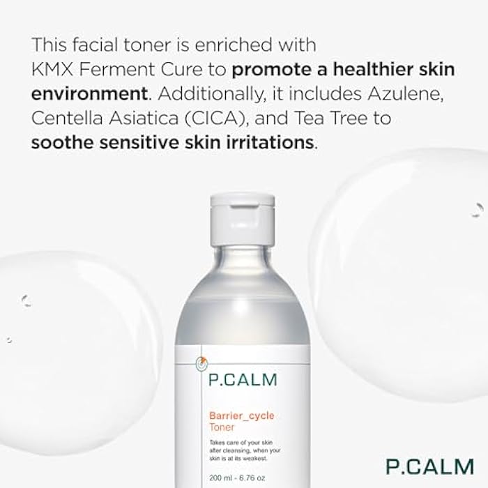 P.CALM Barrier Cycle Toner – Azulene & Centella Asiatica for Deep Hydration & Skin Barrier Strengthening, Korean Vegan Facial Toner for Sensitive Skin (200ml / 6.76 fl.oz) - Image 5