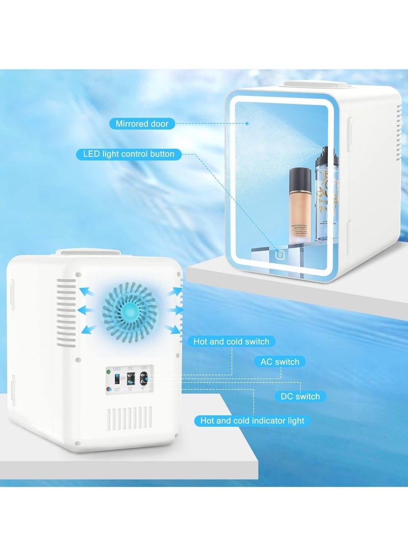PRIMO PLUS Mini Makeup Fridge, 8L Portable Cosmetic Refrigerator, Glass Panel And Led Lighting, Cooler/Warmer Freezer, Used for Beauty Skin Care in Home, Car - Image 4