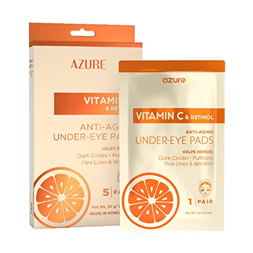 Azure Cosmetics Vitamin C Under Eye Pads  Anti Aging Lifting  Moisturizing Eye Mask Patches  Reduces Fine Lines Wrinkles Dark Circles  Puffiness  Skin Care Made in Korea  5 Pairs