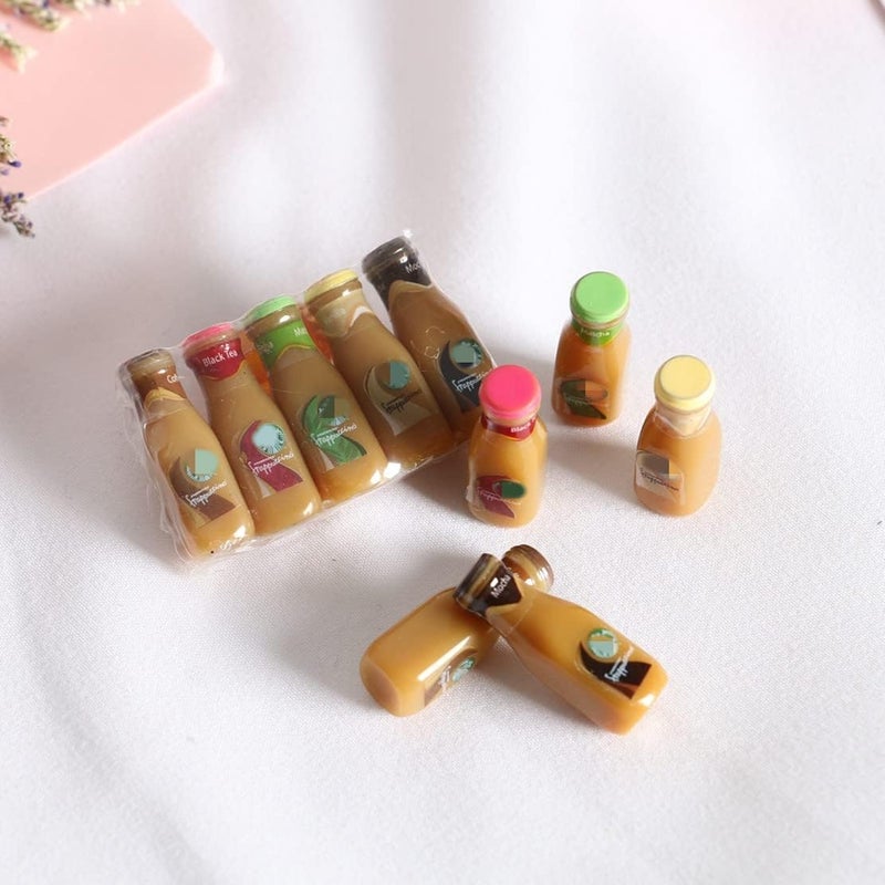 SXFSE Dollhouse Decoration Accessories, 1:12 Dollhouse Ornament 5 Pcs Mini Bottled Coffee Drink Set - Image 2