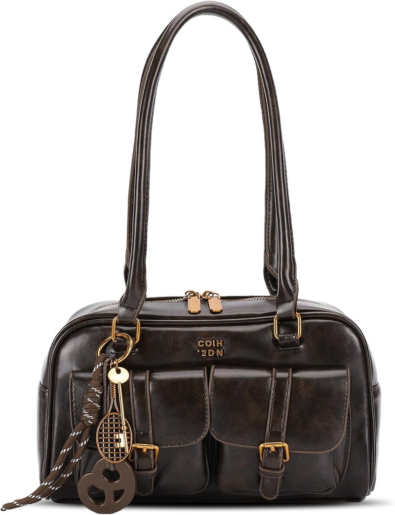 HICARRY Women's Retro Shoulder Bag with Multiple Pockets - Y2K Trendy Underarm Purse, Faux Leather Satchel - Image 2