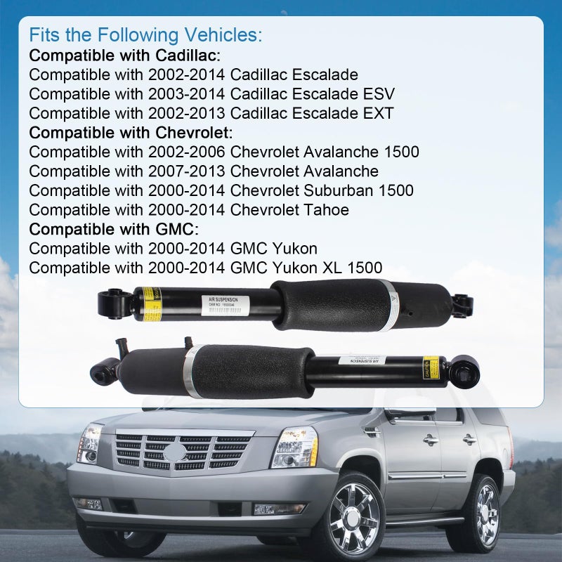 DICMIC Rear Air Strut Shock Absorber Compatible with 2002-2014 Cadillac Escalade Chevrolet Avalanche Suburban Tahoe GMC Yukon Replace# 15756926, 25979391, 25979393 - Image 4