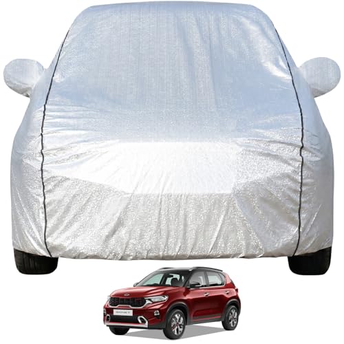 Pivalo Car Cover for Kia Sonet All Model & Years (2020-2026) 100% Waterproof with Mirror Pockets, Triple Stitched Bottom Elastic Dustproof Full Body Protection (Heat & UV Resistant, Silver) - Image 1
