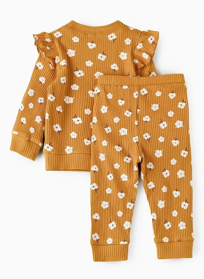 بيبي كلو Golden Yellow Floral Outfit with Ruffles