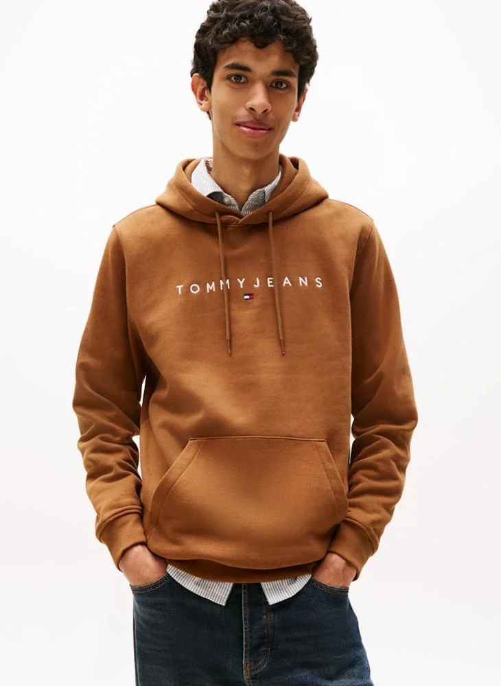 تومي جينز Linear Logo Embroidery Kangaroo Pocket Hoody