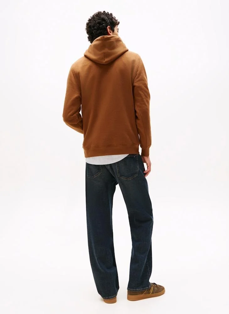 تومي جينز Linear Logo Embroidery Kangaroo Pocket Hoody